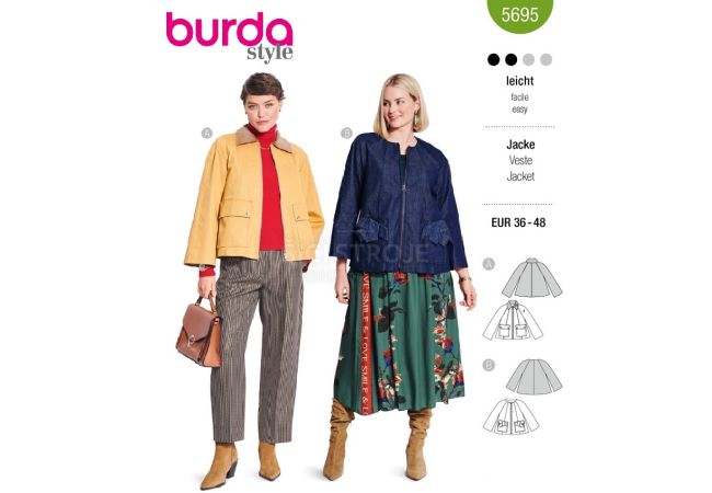 Strih Burda 5695 - Bunda, sako na zips