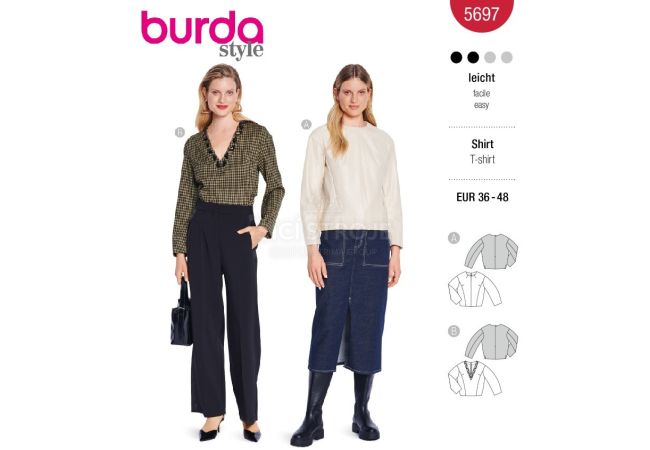 Strih Burda 5697 - Elegantný top, koženkový top