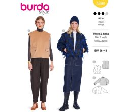Strih Burda 5698 - Vesta, college bunda so zapínaním na patentky