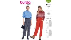 Strih Burda 5699 - Nohavice so skladmi, cargo nohavice, nohavice s vysokým pásom