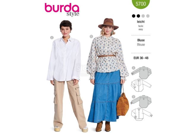 Strih Burda 5700 - Košeľa, škandinávska blúzka
