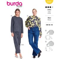 Strih Burda 5701 - Minimalistický top s dlhým rukávom, rolák