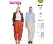 Strih Burda 5703 - Športovo-elegantné nohavice, kargo nohavice, nohavice s gumou v páse