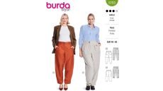 Strih Burda 5703 - Športovo-elegantné nohavice, kargo nohavice, nohavice s gumou v páse