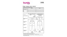 Strih Burda 5703 - Športovo-elegantné nohavice, kargo nohavice, nohavice s gumou v páse