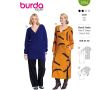 Strih Burda 5704 - Empírové šaty s dlhým rukávom, tunika s bočnými rázporkami