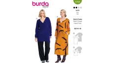 Strih Burda 5704 - Empírové šaty s dlhým rukávom, tunika s bočnými rázporkami