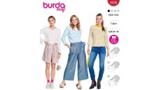 Strih Burda 5705 - Tričko so širokým krčným lemom, tričko s dlhým rukávom