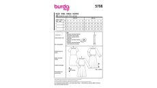 Strih Burda 5708 - Šaty s rozšírenou sukňou, puzdrové šaty, denné šaty