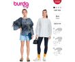 Strih Burda 5709 - Košeľová blúzka, blúzka s naberanými rukávmi