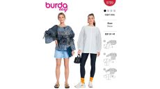 Strih Burda 5709 - Košeľová blúzka, blúzka s naberanými rukávmi