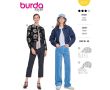 Strih Burda 5711 - Krátka bunda, džínsová bunda, krátke sako so skrytým zapínaním