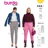 Strih Burda 5712 - Nohavice s pukmi, elegantné úzke nohavice