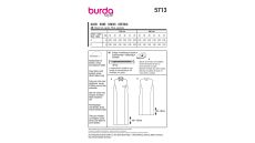 Strih Burda 5713 - Puzdrové šaty bez rukávov, šaty s golierom