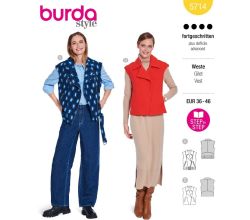Strih Burda 5714 - Elegantná vesta, rocková vesta, motorkárska vesta