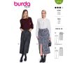 Strih Burda 5715 - Džínsová sukňa, úzka sukňa, midi sukňa, kiltová sukňa