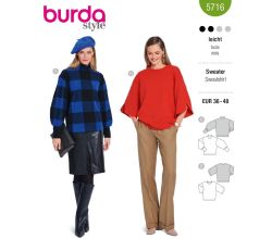 Strih Burda 5716 - Mikina, sveter, rolák
