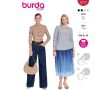 Strih Burda 5717 - Rolák, tričko s dlhým rukávom, elegantné tričko s prestrihom