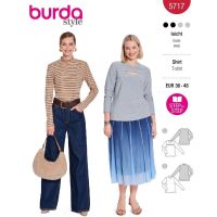 Strih Burda 5717 - Rolák, tričko s dlhým rukávom, elegantné tričko s prestrihom