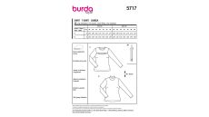 Strih Burda 5717 - Rolák, tričko s dlhým rukávom, elegantné tričko s prestrihom