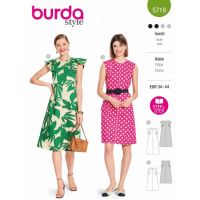 Strih Burda 5719 - Áčkové šaty s okrúhlym výstrihom