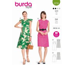 Strih Burda 5719 - Áčkové šaty s okrúhlym výstrihom