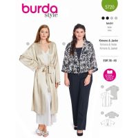 Strih Burda 5720 - Kabátik s opaskom, kimono, saténový kabátik, kardigan