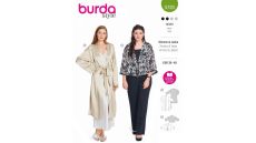 Strih Burda 5720 - Kabátik s opaskom, kimono, saténový kabátik, kardigan