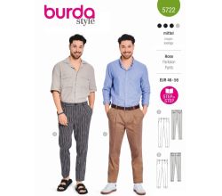Strih Burda 5722 - Pánske nohavice, nohavice so skladmi