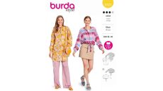 Strih Burda 5723 - Tunika, dlhá košeľa, voľná košeľa, košeľa so skrytým zapínaním, vrchná košeľa