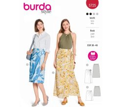 Strih Burda 5725 - Zavinovacie sukne, sukne so skladmi