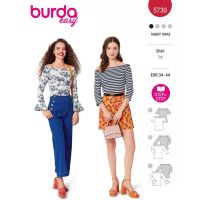 Strih Burda 5730 - Tričko s lodičkovým výstrihom, tričko so spadnutými ramenami