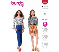 Strih Burda 5730 - Tričko s lodičkovým výstrihom, tričko so spadnutými ramenami