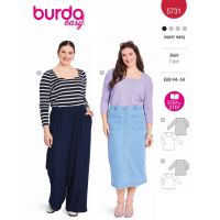 Strih Burda 5731 - Tričko so srdiečkovým výstrihom, tričko s hranatým výstrihom