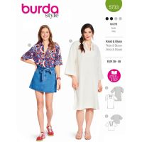 Strih Burda 5733 - Voľné tunikové šaty, blúzka s plastrónom