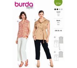 Strih Burda 5734 - Košeľa bez rukávu, zapínacia blúzka