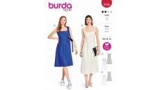 Strih Burda 5736 - Šaty na ramienka, šaty s rozšírenou sukňou, ľanové šaty