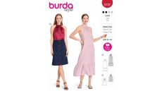 Strih Burda 5737 - Voľné šaty za krk, mušelínové šaty, top s nahými ramenami