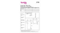 Strih Burda 5738 - Tričkové šaty, džersejové šaty, tričko s hranatým výstrihom