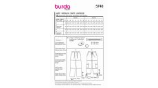 Strih Burda 5740 - Nohavice so sťahovaním v páse, cargo nohavice