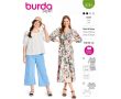 Strih Burda 5741 - Šaty s volánmi, naberané šaty, boho šaty, blúzka