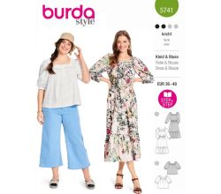 Strih Burda 5741 - Šaty s volánmi, naberané šaty, boho šaty, blúzka