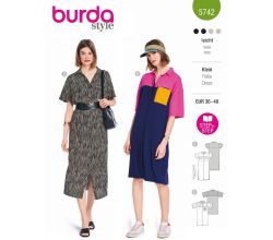 Strih Burda 5742 - Košeľové šaty, športové šaty, polo šaty