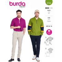 Strih Burda 5744 - Pánska mikina so stojačikom, polo tričko na zips