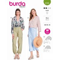 Strih Burda 5745 - Zavinovacia blúzka, blúzka so sťahovaním v páse