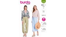 Strih Burda 5745 - Zavinovacia blúzka, blúzka so sťahovaním v páse