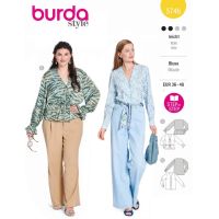 Strih Burda 5746 - Prepínacia blúzka, blúzka so sťahovaním v páse