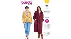 Strih Burda 5747 - Trenčkot, kabát s dvojradovým zapínaním