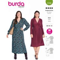 Strih Burda 5748 - Midi šaty s vsadkou