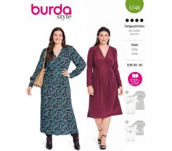 Strih Burda 5748 - Midi šaty s vsadkou